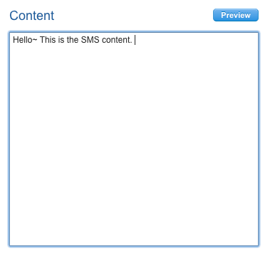 Enter the SMS content