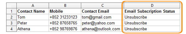 Create a unsubscribe column in Excel