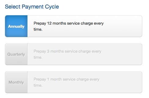 Select your payment cycle