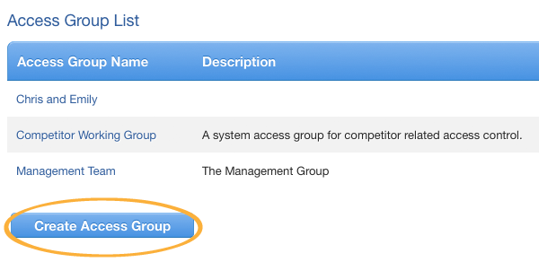 Click the [Create Access Group] button to create access group
