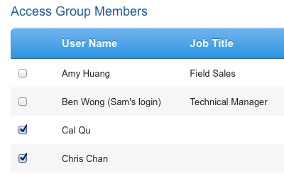 Check the users you want to include in this access group